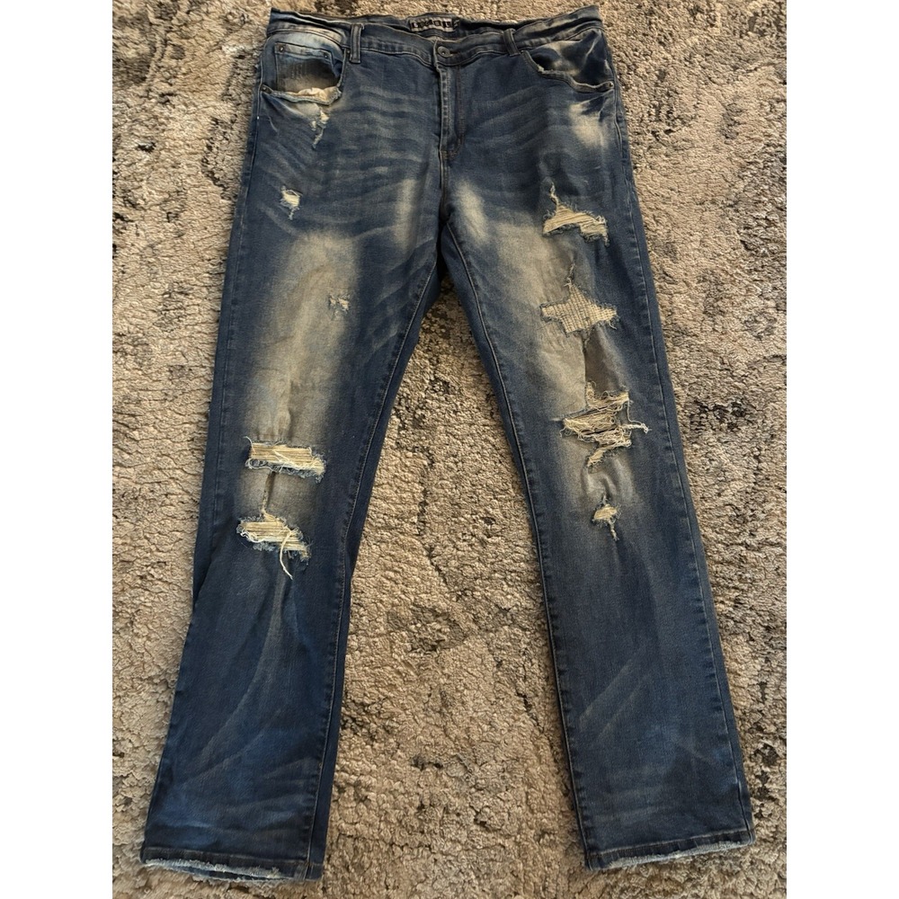 Decibel Jeans Size 40 -34 straight leg mixed wash distressed